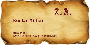 Kurta Milán névjegykártya